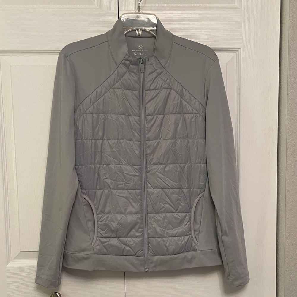 Like New Southern Tide JOSETTE Full Zip Jacket Light Gray Pockets Medium